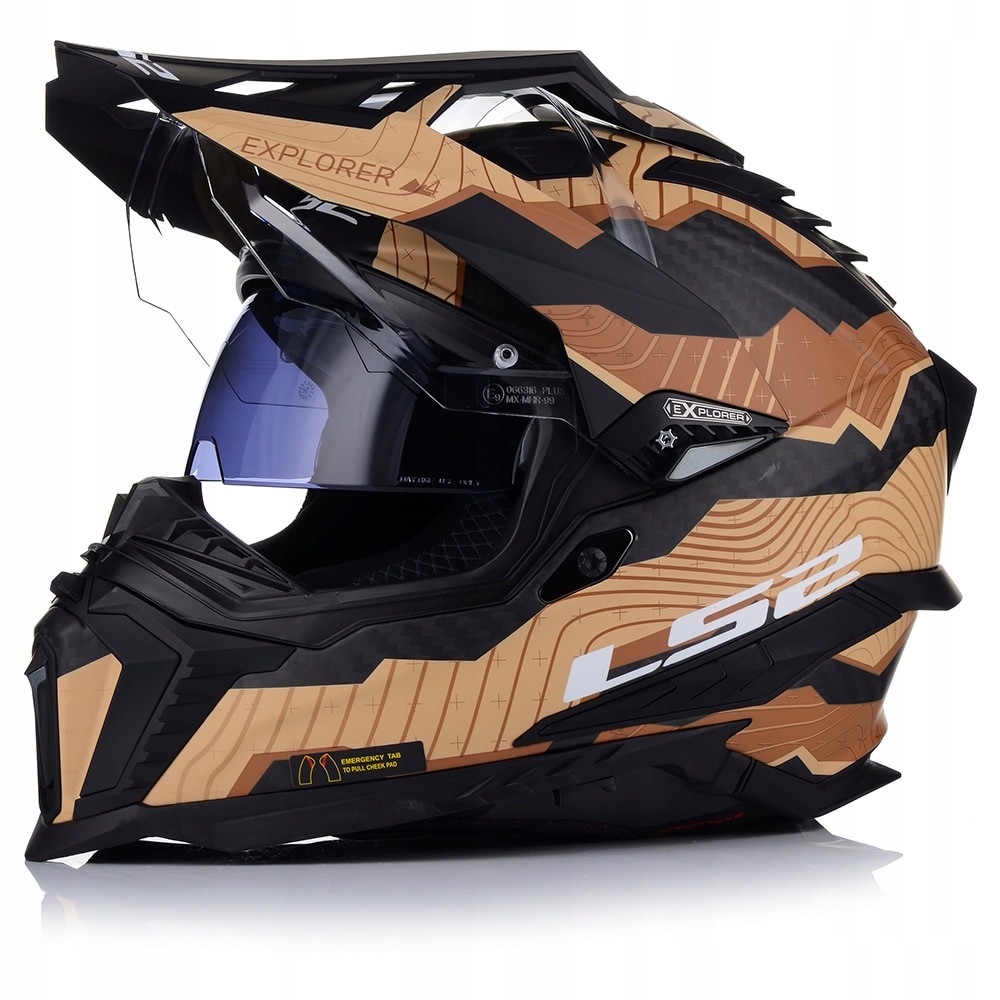 Casca motocross LS2 MX701 Explorer II Carbon Trick, mat, 55-56cm