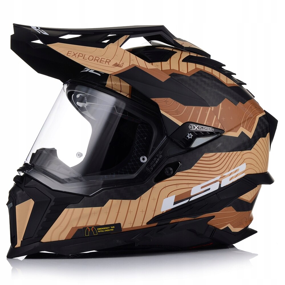Casca motocross LS2 MX701 Explorer II Carbon Trick, mat, 55-56cm