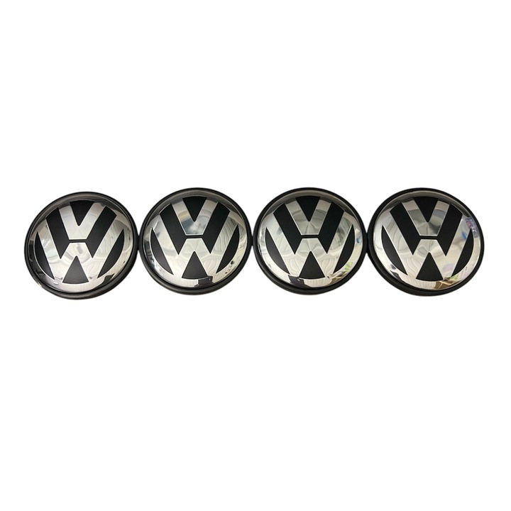 Set 4 capace VOLKSWAGEN VW 68mm NEGRU+CROM pentru jante alia