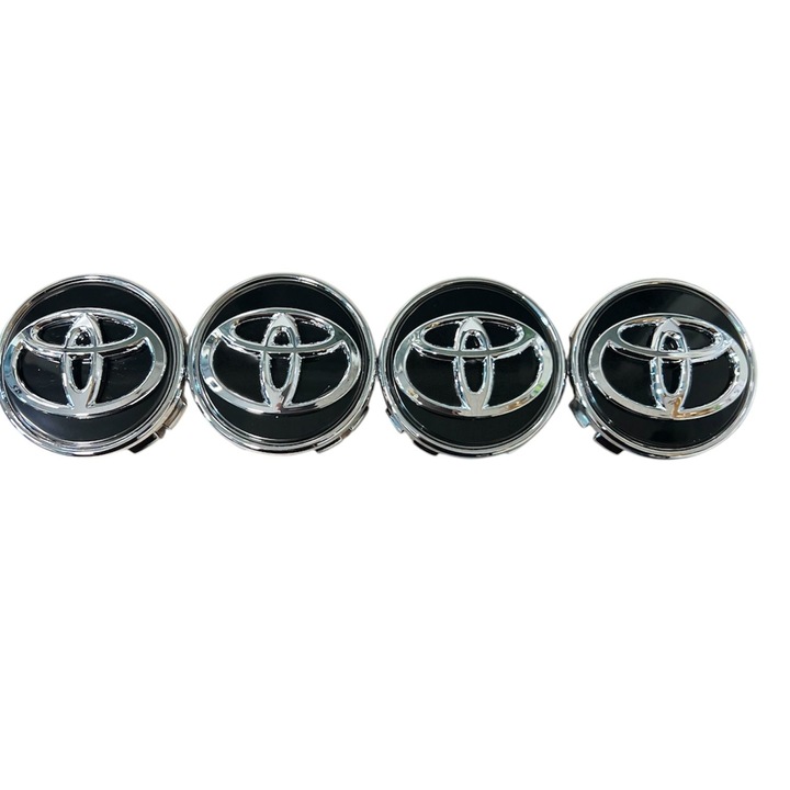Set 4 capace TOYOTA 62mm NEGRU+ARGINTIU pentru jante aliaj