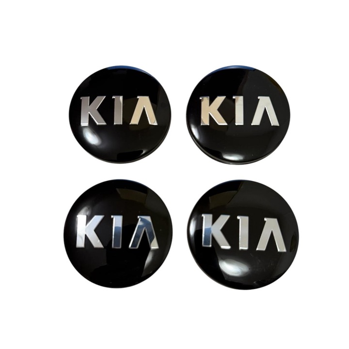 Комплект 4 капачки 58мм, Kia, ЧЕРНИ/СРЕБРИСТИ за лети джанти