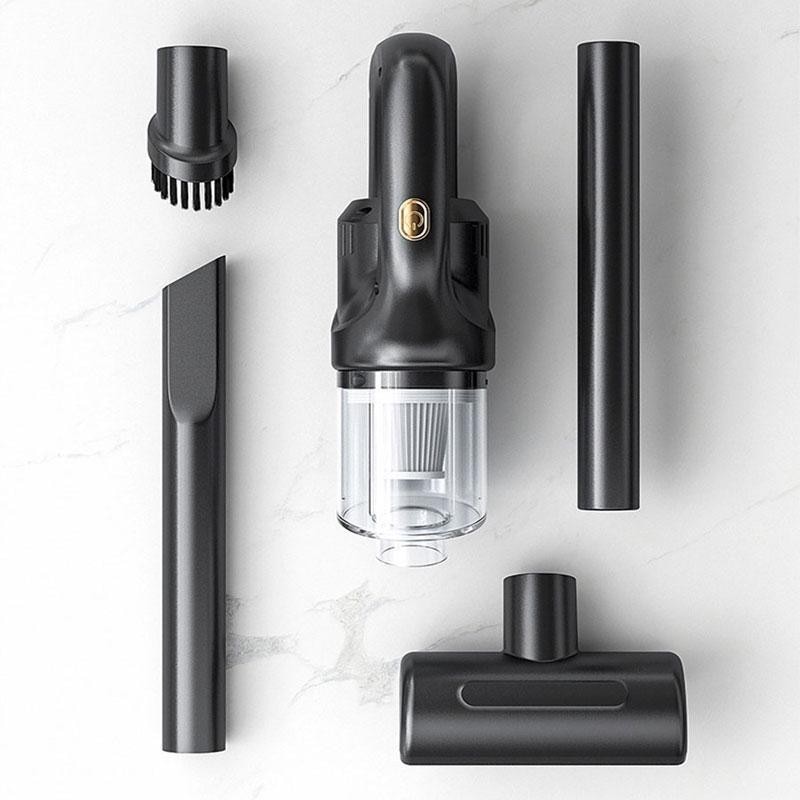 Aspirator portabil, fara fir, 120W, incarcare USB, autonomie 45 min, negru, 16.5 cm