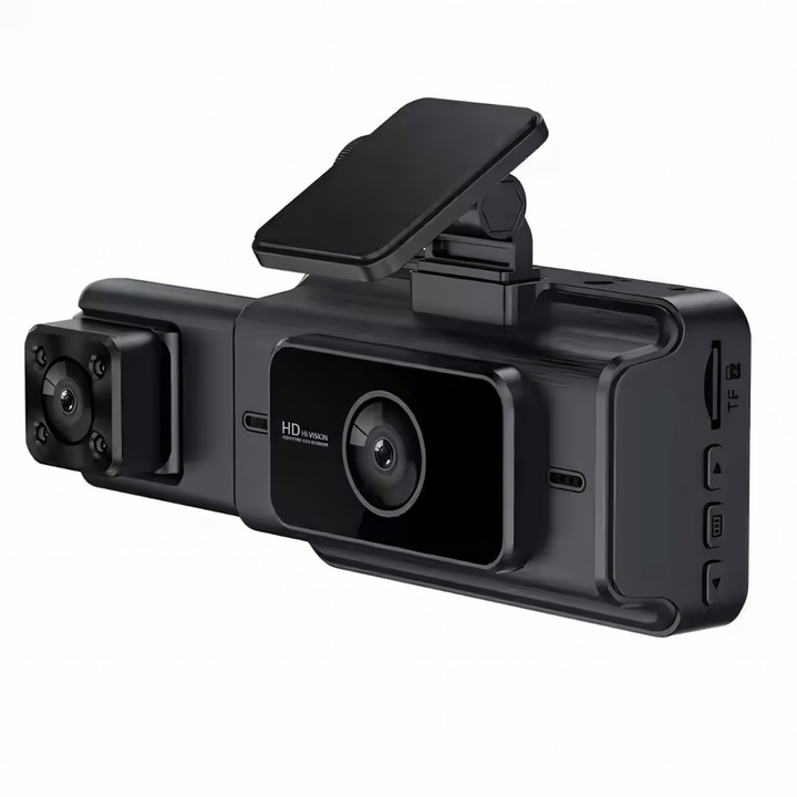 Автомобилна DVR камера 1080P Full HD, ултракомпактен Mepi Tech® S-15, Wi-Fi и вграден микрофон, сензор за засичане на движение, най-съвременно нощно виждане, 64GB цикличен запис, вградена 150mAh батерия, черен