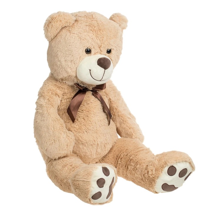 Jucarie din plus, Ursulet cu Fundita, Talie Mare, Maro, 100cm