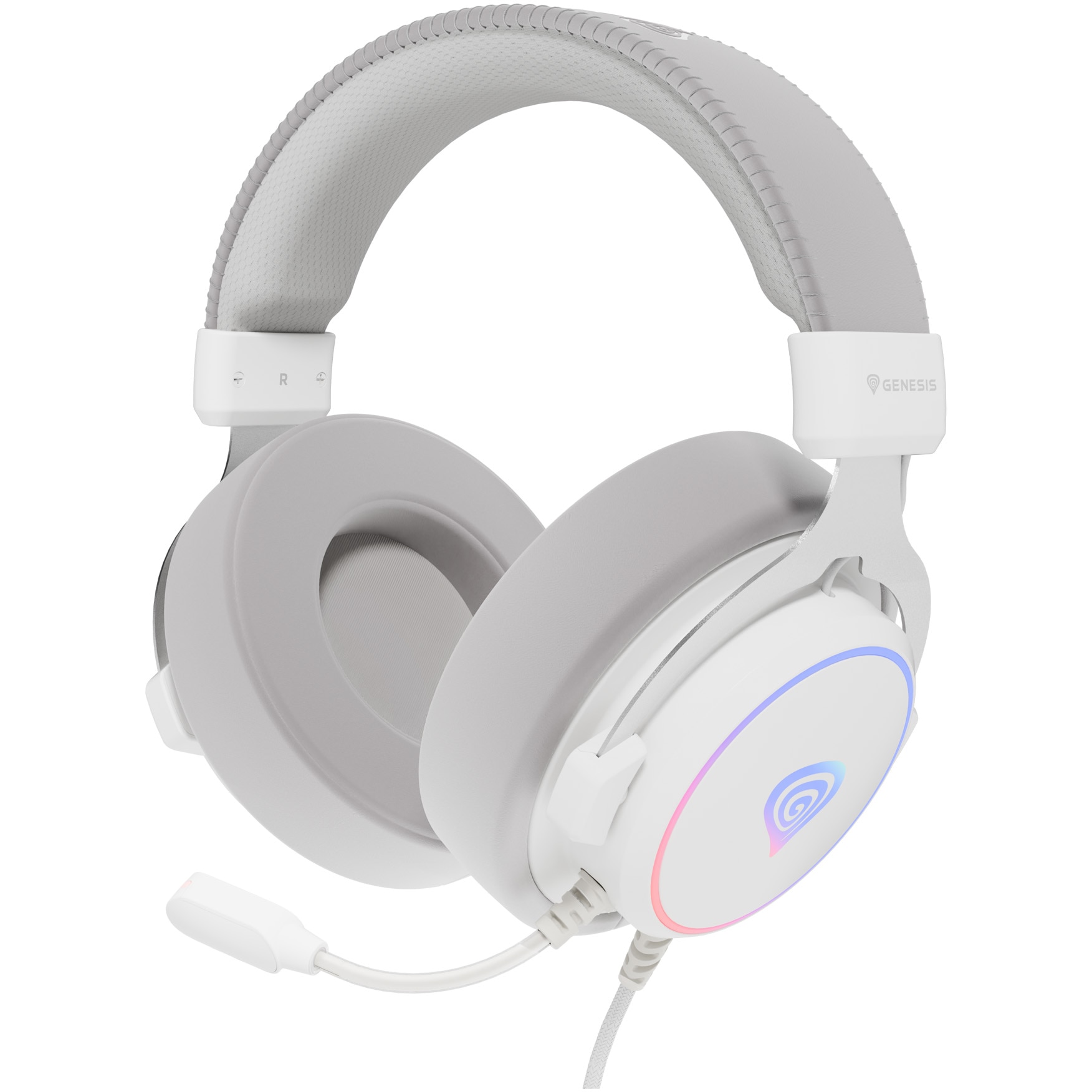 Casti Gaming cu fir Genesis NEON 764, Over-Ear, Virtual 7.1, Stereo, 50mm Driver, Microfon Dynamic Omnidirectional, Control Volum, Mute, EQ, LED pe Fir, Cablu 2.2m, Compatibil PC,