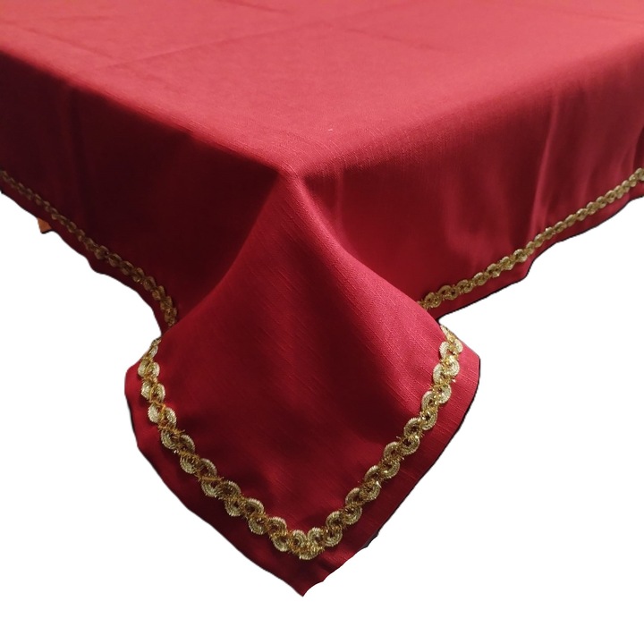 Fata de masa 100 x 100 cm, Casa Bucuriei, model Luxury, rosu