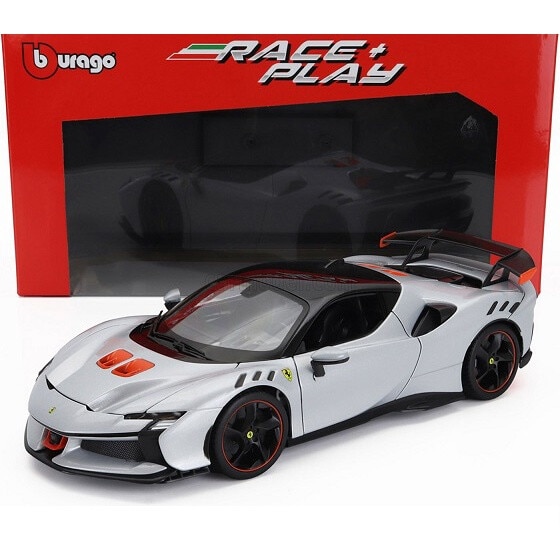 Macheta Ferrari SF90 XX Stradale argintiu - 1/18 Bburago - eMAG.ro