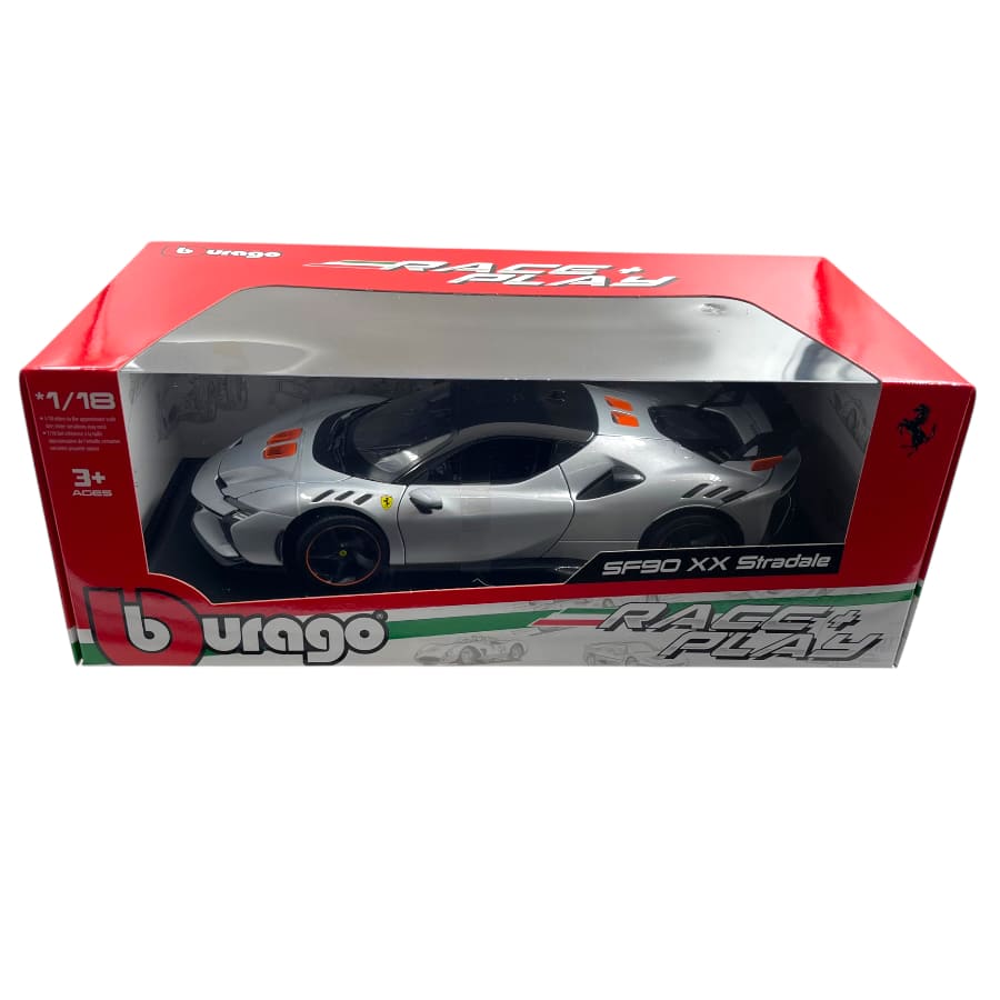Macheta Ferrari SF90 XX Stradale argintiu - 1/18 Bburago - eMAG.ro