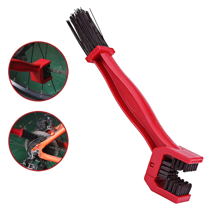 Perie Curatare Lant Bicicleta, Moto, ATV, Roll Fast, ABS, 25.5 cm, rosu