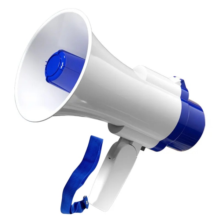 Megafon Portavoce Puternic si Portabil cu Microfon, Inregistrare, Acumulator si Sirena