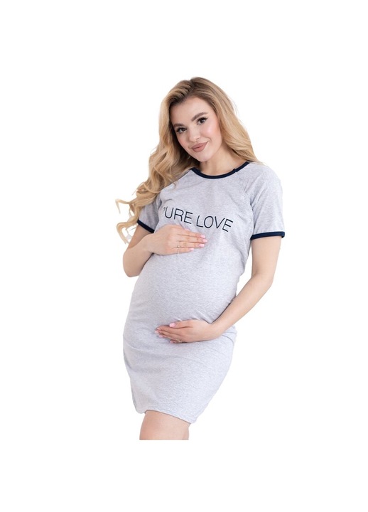 Camasa alaptat, Purelove, Din bumbac, Cu capse oblice, Masura XXXL, Grey