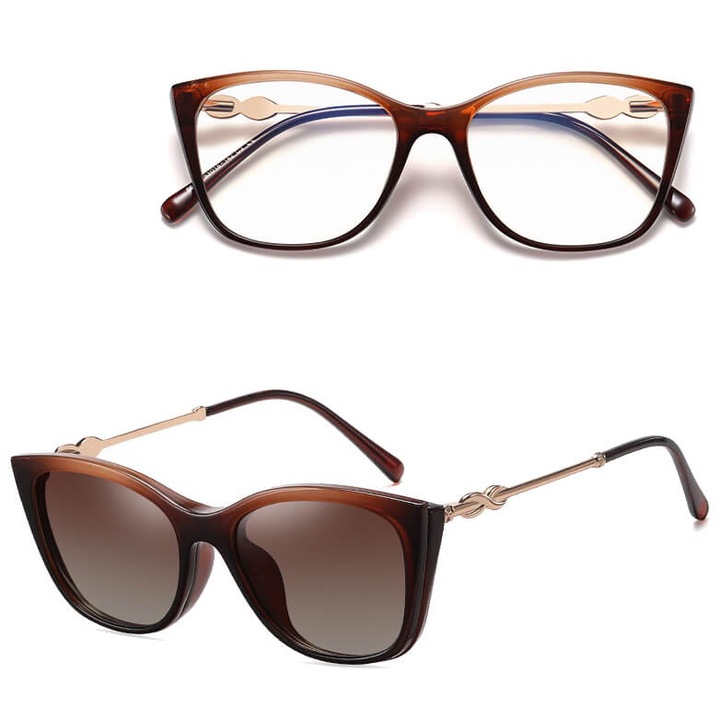 Ochelari protectie calculator dama, Stylion, otel, 13.6 x 4.8 cm, maro