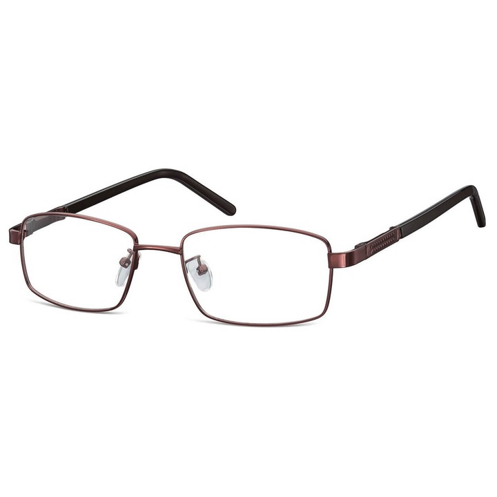 Oprahki corective Sunoptic 659B, metalice, prostagonale, culoare bruna-neagra, set cu etui si servetel, dimensiuni 13.9x3.7cm