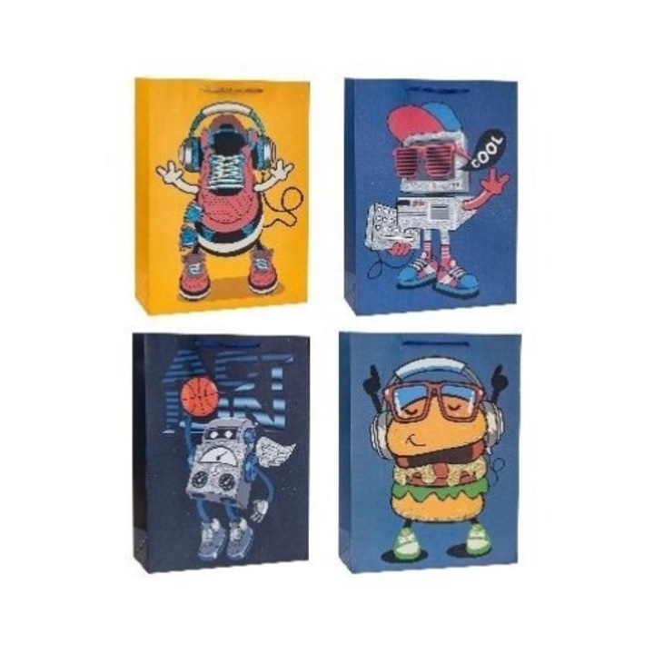 Toreba cu brocart, Rozette, set mix 4 modele, 26x32x10cm, roz