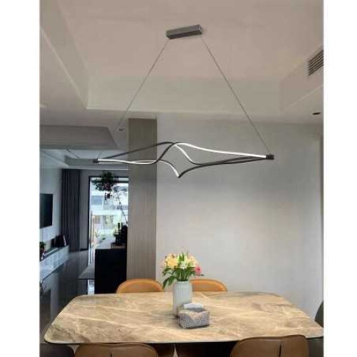 Lustra LED, telecomanda inclusa, neagra, liniara, 78W, trei tipuri de lumina, calda, neutra si rece, intensitate reglabila, dimensiuni (L, l, h) 120x17x100cm, clasa protectie IP21, montaj tavan