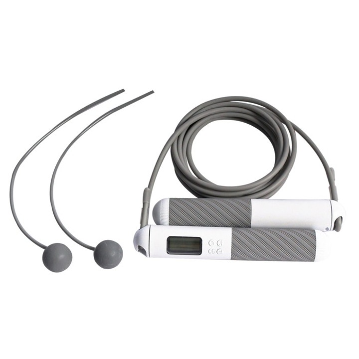 Coarda sarituri HKJR2207, ABS + silicon + PVC, gri + alb, 300 cm