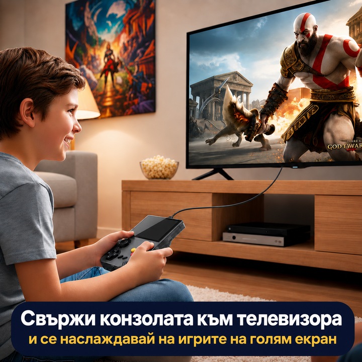 Преносима конзола, + 20 000 игри, God of War, може да се свърже с телевизор, 3,5 инча HD екран, 64 GB памет, резолюция 640x480, 3000 mAH, поддържа 26 емулатора