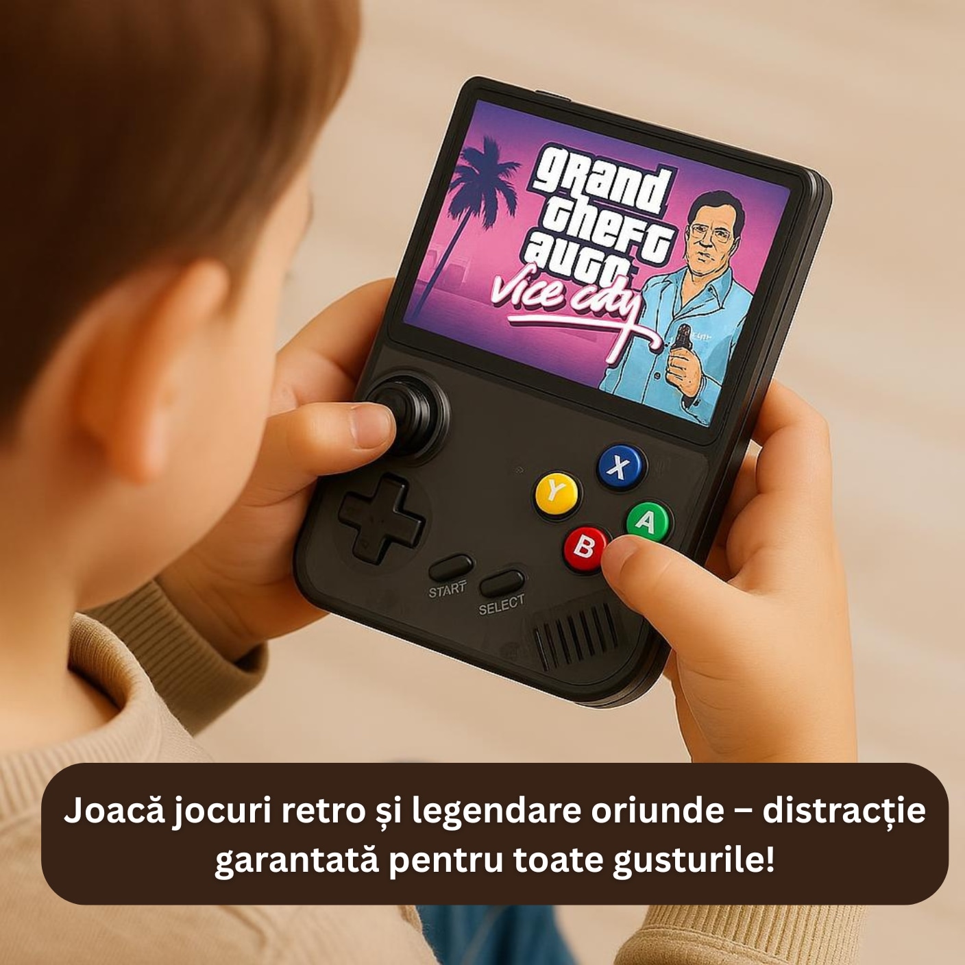 Consola portabila PRODYS, + 20.000 jocuri, God of War, GTA: Vice City Stories, PES, se poate conecta la TV, ecran HD 3.5 inch, stocare 64 GB, rezolutie 640x480, 3000 mAH, suporta 26 de emulatoare