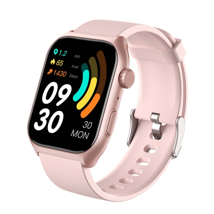 Ceas SmartWatch VALA® GTS 7 PRO, Display 2.0'', ECG, Apeluri Bluetooth, Notificari Apel, Retele Sociale, Oximetru, Ritm Cardiac, Termometru, Monitorizare somn, Pedometru, Incarcare Wireless Magnetica, Moduri Sport, IP68, Control prin aplicatie, Roz