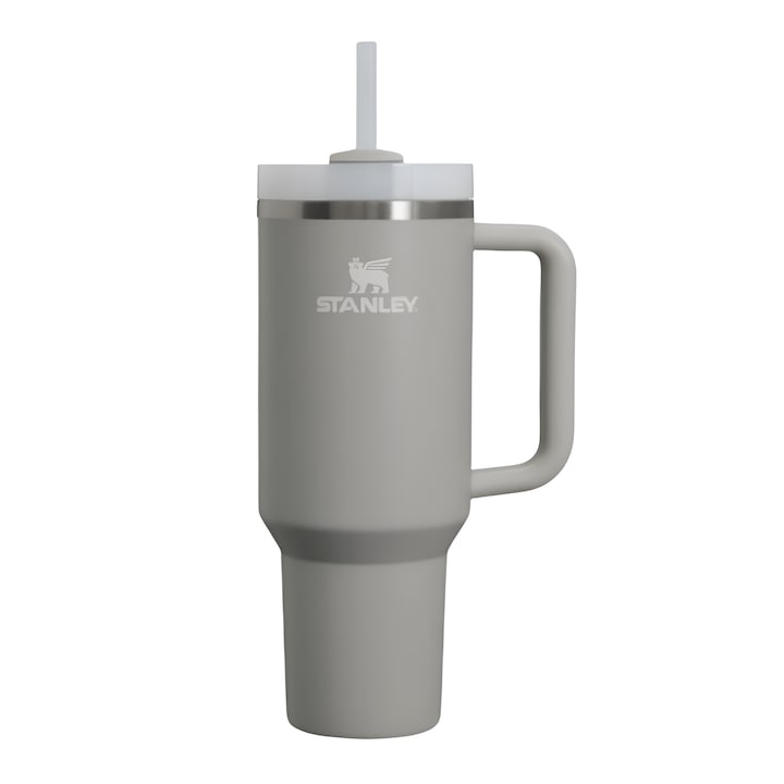 Stanley Quencher H2.0 Flowstate от ONSG® термос чаша от неръждаема стомана, изключителна издръжливост, ефективна изолация, ергономичен дизайн, първокласен материал, 1180 мл, светлосив