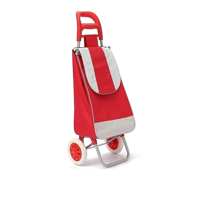 Carucior pentru cumparaturi cu roti - rosu