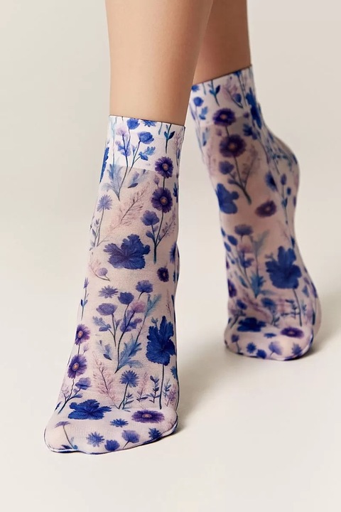 Забавни чорапи 1/2 с принт «Wildflowers», Conte Fantasy 260, Многоцветен, 36-39