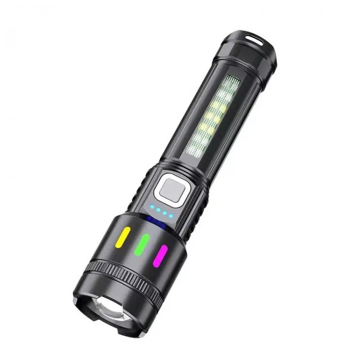 Фенер с LED с увеличение, цифров дисплей, акумулаторен, 1000 lm, черен цвят