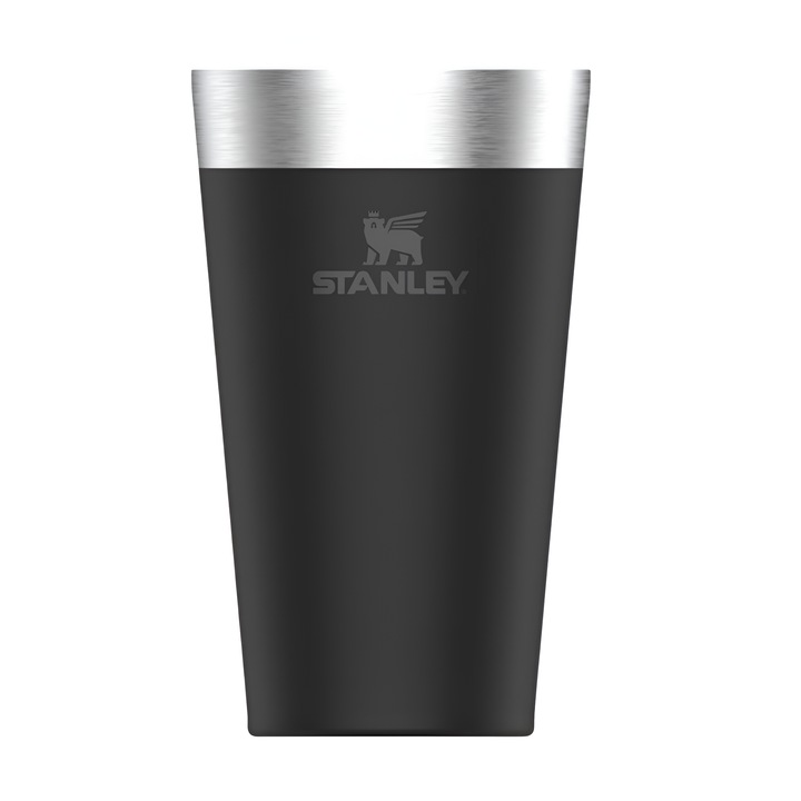 Халба за бира Adventure Polar Stanley by ONSG, неръждаема стомана 470 ml, изолиран термос, вакуум с двойна стена, поддържа напитките студени или горещи, издръжлива, без BPA, къмпинг, туристически походи, черна