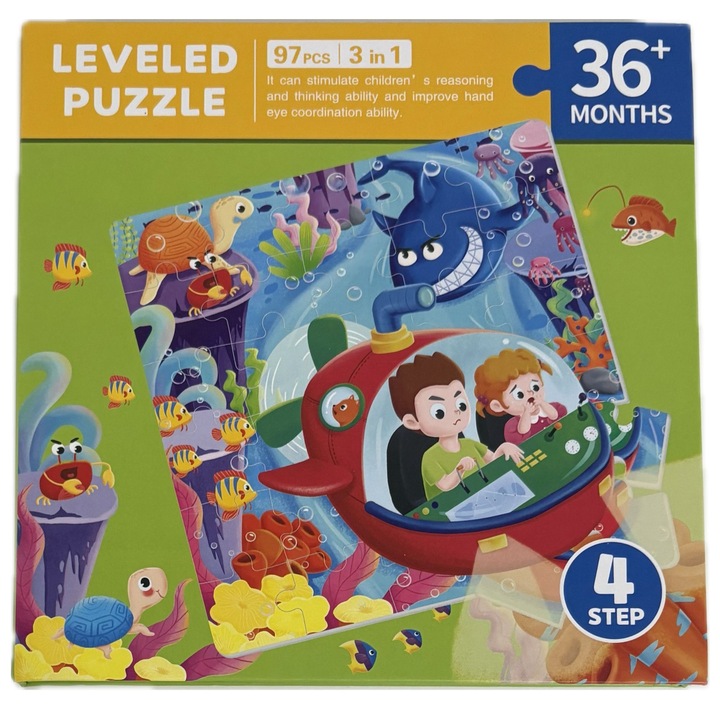 Mágneses puzzle halakkal, 3 az 1-ben, 97 darab