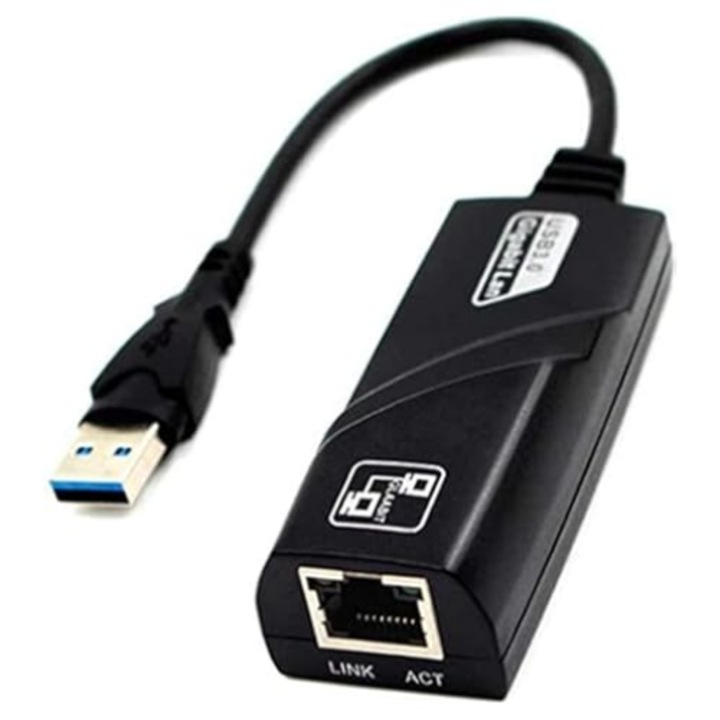 Datamaxx USB3.0 мъжки към Gigabit LAN RJ45 Ethernet женски конвертор адаптер черен