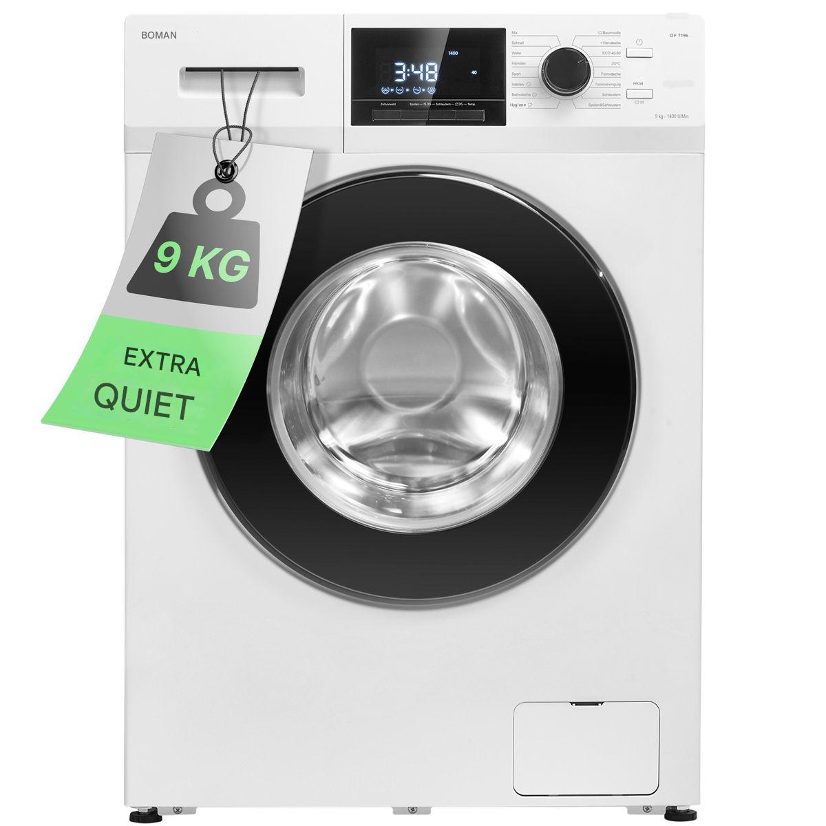 Masina de spalat rufe Bomann, WA7196W, capacitate 9 kg, clasa energetica A, 16 programe, 1400 rpm, 6 trepte de temperatura, protectie anti-blocare pompa, Child Lock, spalare si clatire suplimentare, optiune de auto-curatare a tamburului, alb