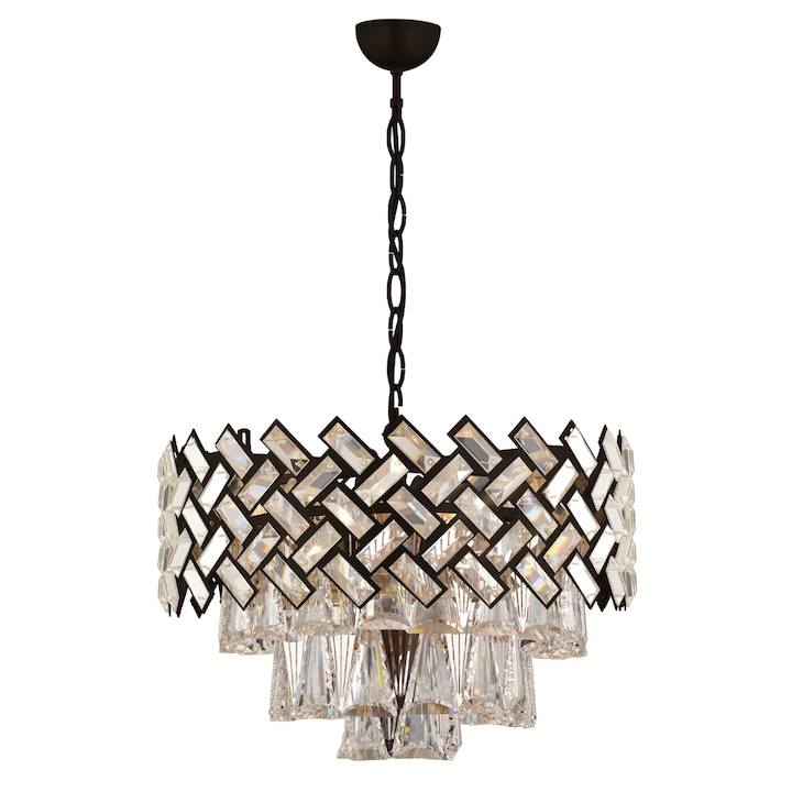 Кристален полилей HubRom, MELINA 3854-06-BL 53x70 cm 10xE14-40W Античен / Черен