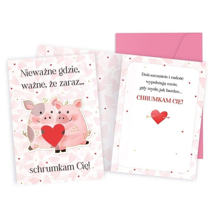 Karnet B6 Walentynki Kukartka, 16.6x11.7cm, cu decoratiuni metalice si perlate, interior colorat, cu plic inclus