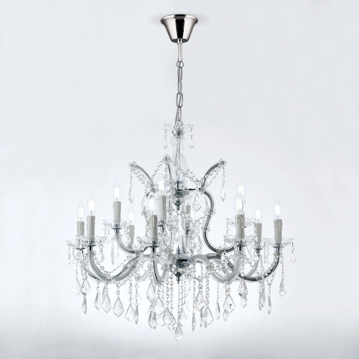 Candelabru THERESA, 12-brate E14 cadru otel argintiu ORION