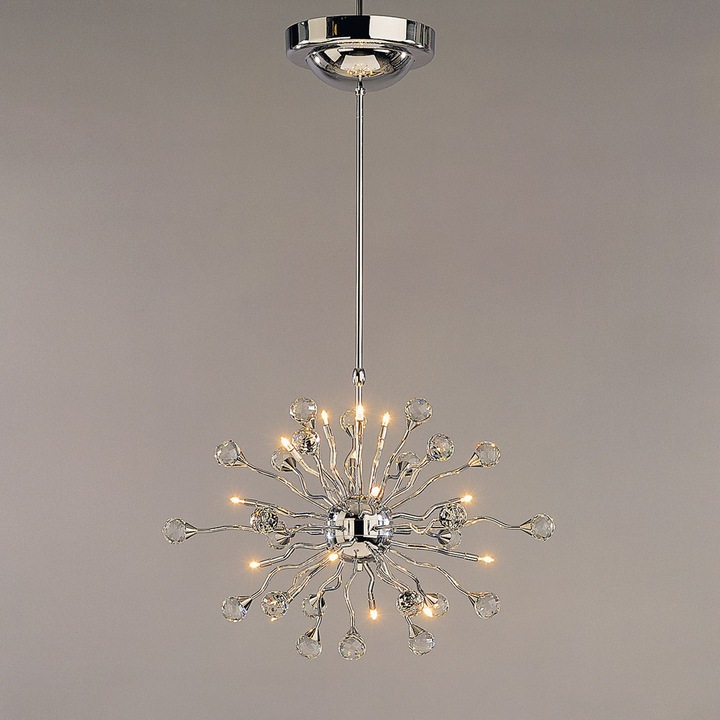 Пендел GALAXY, масивна месингова рамка, 15 хромирани лампички, кристали Swarovski, G4 15x12V/10W ORION