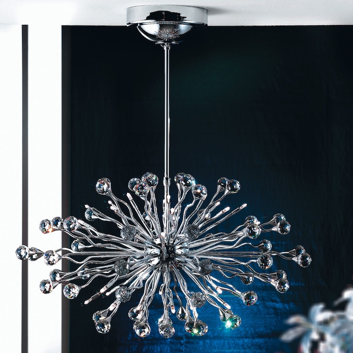 Пендел GALAXY, масивна месингова рамка, 36 хромирани лампи с кристали Swarovski, G4 36x12V/10W ORION