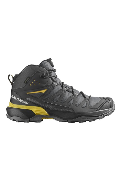 Salomon, Ghete mid-cut cu tehnologie Gore-Tex pentru drumetii X Ultra 360, Negru/Galben/Gri inchis, 41 2/3