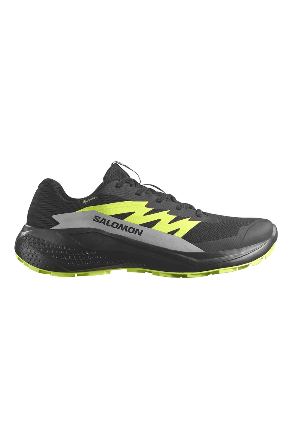 Salomon, Pantofi cu tehnologie Gore-Tex pentru alergare pe teren accidentat Alphaglide, Negru, Verde lime, 7.5