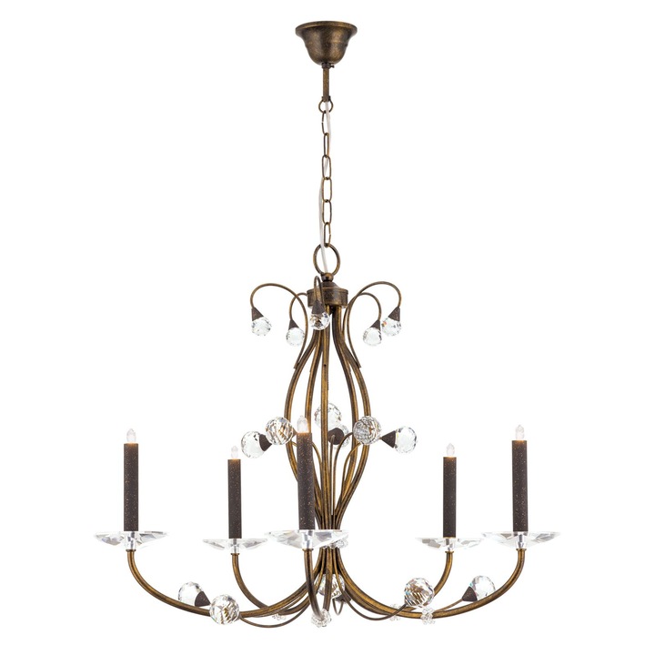 Полилей EREMITAGE, 6 лампи G9, антична стоманена рамка, кристални топки Swarovski, диаметър 60 см ORION