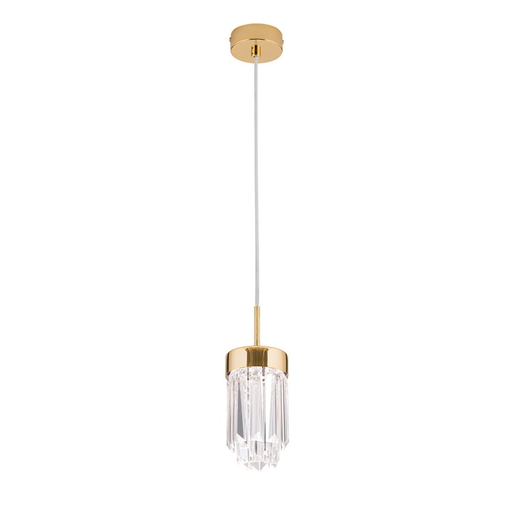Pendul PRISM, LED 9W/600lm/3000K, cadru otel placat cu aur de 24 carate, Diametru 10cm ORION