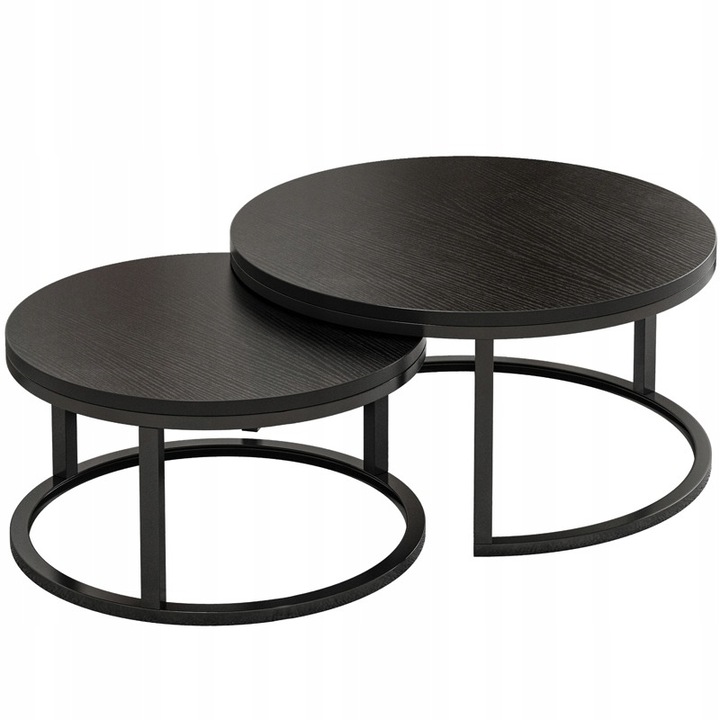 Masa de cafea set de doua pentru camera de zi negru loft modern BADU