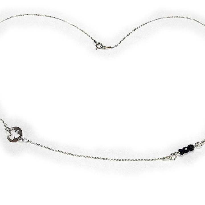 Lantisor argint ingeras si safir natural