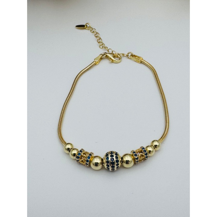 Bratara cu charmuri argint placat cu aur 9