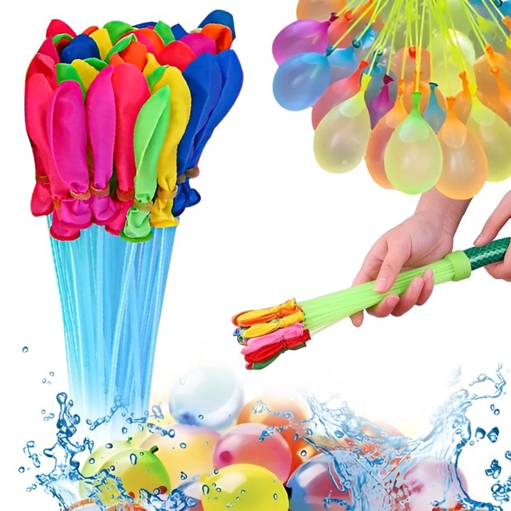 Set de Baloane cu Apa, 37 bucati, dispozitiv de umflare reutilizabil, multicolor