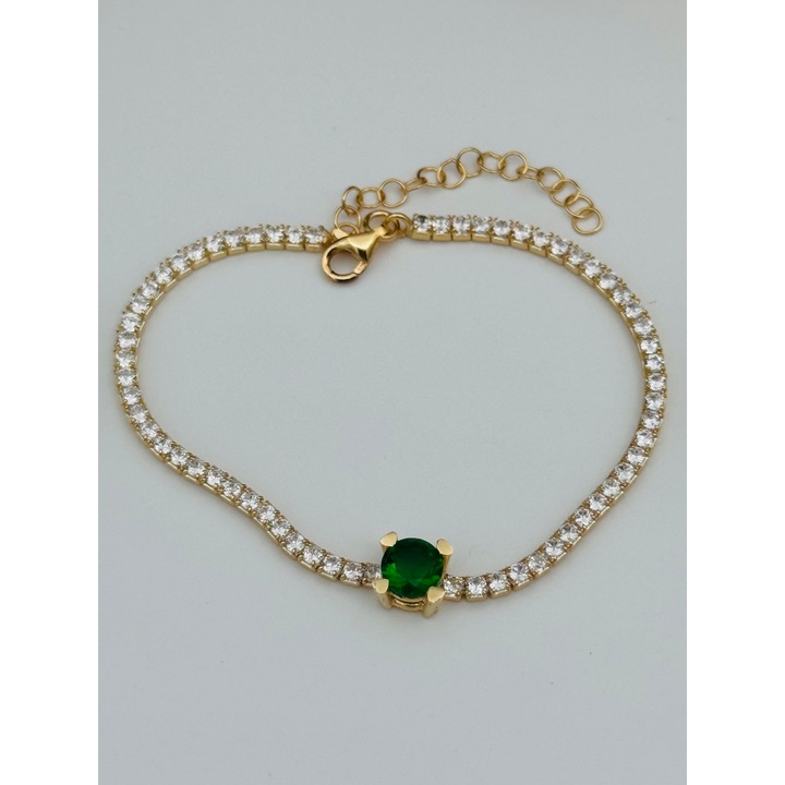 Bratara tip tennis cu piatra verde