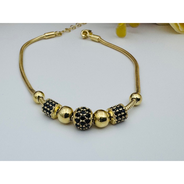 Bratara cu charmuri argint placat cu aur 4