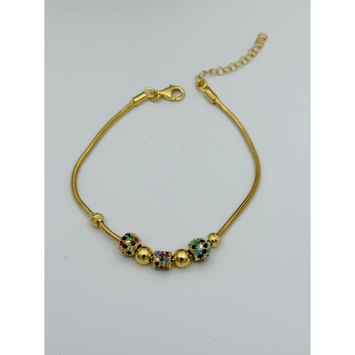 Bratara cu charmuri argint placat cu aur 12