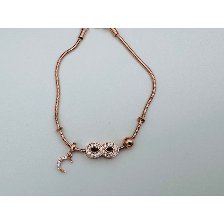 Bratara cu charmuri argint rose gold 2