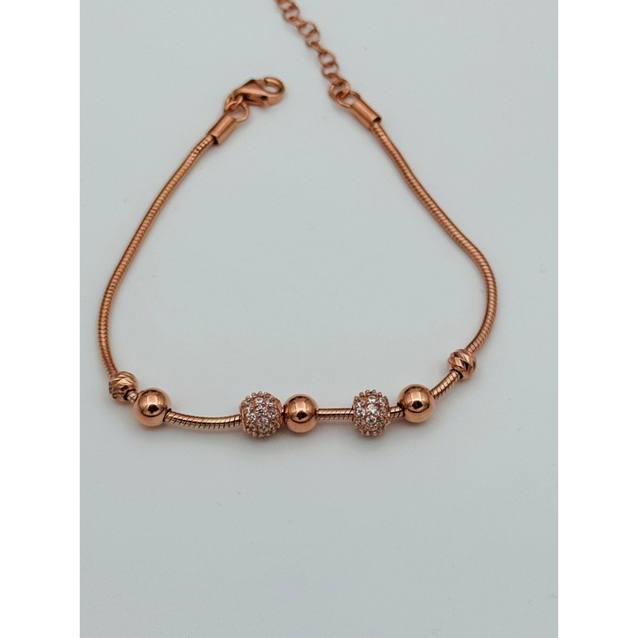 Bratara cu charmuri argint rose gold 3