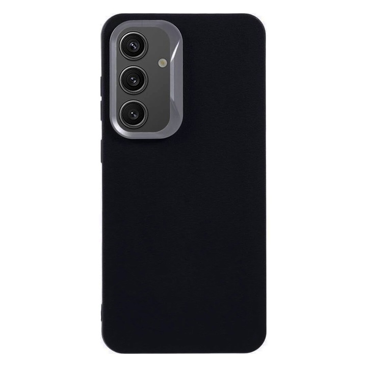 Borough bőr védőtok Samsung Galaxy S25+ / S25 Plus készülékhez, OPTIM MEGOLDÁS, Fém kamerakeret, Eco-bőr tok, vékony prémium dizájn, felső szintű OptimS védelem, diszkrét felületek, fekete